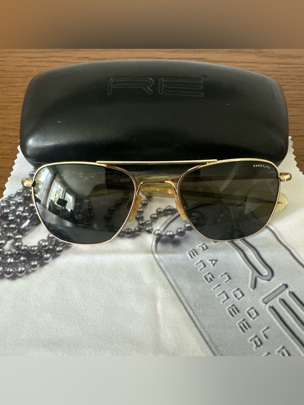 Randolph Engineering Gold 140 Military Aviator Sunglasses + Randolph Hard Case